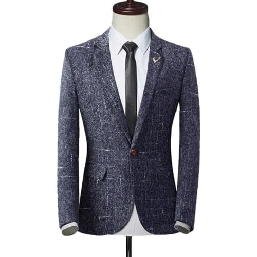 New Mens Suit Jacket 2021 Spring Autumn Street Mens Plaid Suit Jacket Casual Business Brand Clothing Men Slim Blazer Masculino