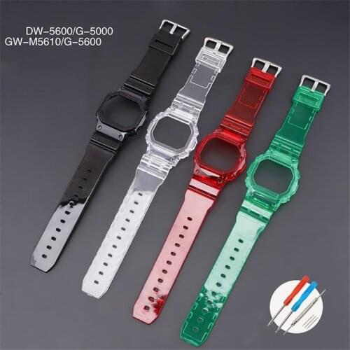 Resin Bracelet Replacement Watch Strap+Case for Casio G-Shock DW-5600/5000 GW-M5610 G-5600 GLX-5600 Refit Wrist Band Accessories