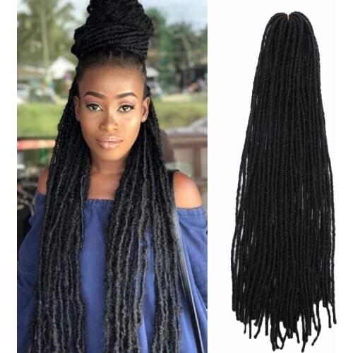 Straight Faux Locs Crochet Hair Synthetic Dreadlocks Sister Locks Afro Braiding Hair Extensions 18" Black Brown Hair