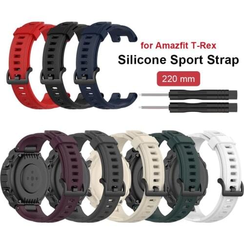 Replacement Watch Band Soft Breathable Silicone Wristband Adjustable Sports Watch Strap For Amazfit T-Rex Smart Bracelet