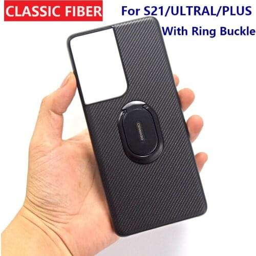 Luxury Fiber Cover for Samsung 21 Plus Case with Holder Stand Retro All-inclusive Shockproof Cover for Galaxy S21 Ultral Case