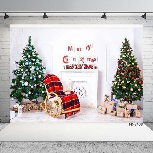 Christmas Tree Gifts Fireplace Photographic Backgrounds for Children Baby Family Xmas Backdrops for Photo Studio Photobooth