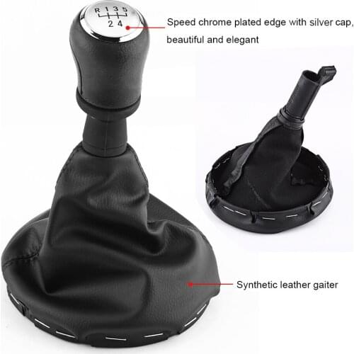 5 Speed Car Gear Shift Knob Gearstick Gaiter Boot Kit For Transporter T5 / T6 2003 2004 2005 2006 2007 2008 2009 2010 2011