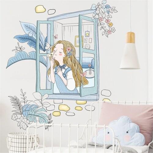 Girls Dormitory Decoration Stickers Banana Leaf Plant Stickers Window Hanging Orchid Sofa Bedroom Self-adhesive Wall Stickers