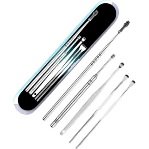 Silver Suit Ear Steak Stainless Steel Double-headed Ear Spoon Luminous Earwax Ear Picking Tool Cleaner High Quality Durable Tool