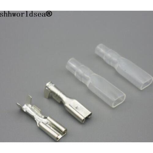 Shhworldsea 500Set 2.8mm with transparent sheath inserted spring Crimp Terminal Female Spade Connector + Case Faston insulator