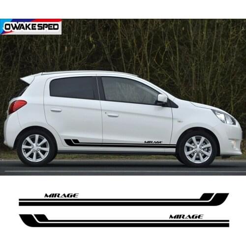 Racing Sport Stripes Car Styling Door Side Skirt Sticker For Mitsubishi Mirage Auto Body Decor Vinyl Decal Tuning Accessories