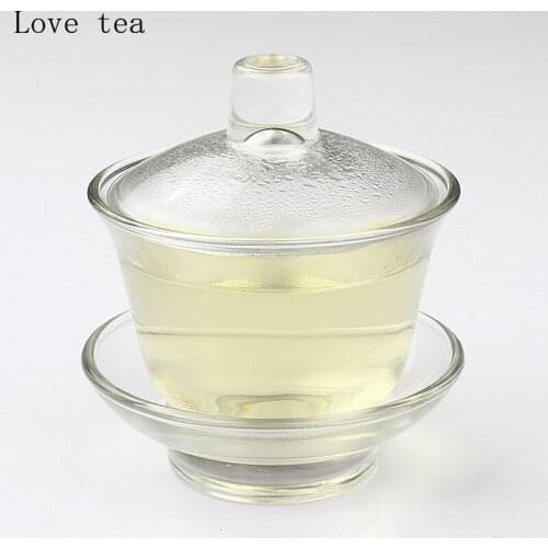 160ml heat-resistant glass cup with three-color cover bowl tea set respect independent tea bowl home office accessories