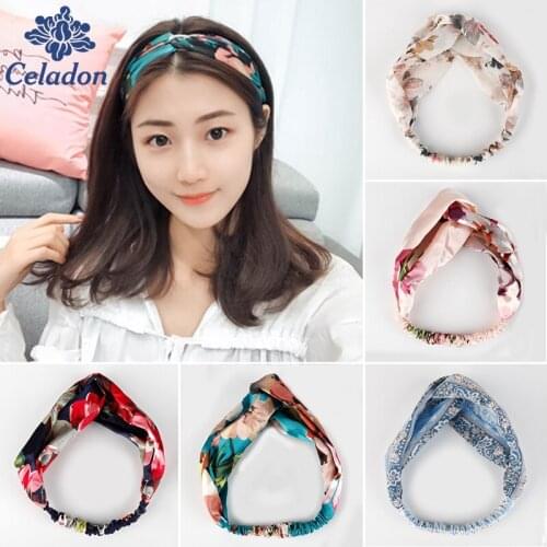 Flower Turban Twisted Knotted Ethnic Headband headband Fashion Retro Women Elastic Wide Stretch Girls Hair Accessories