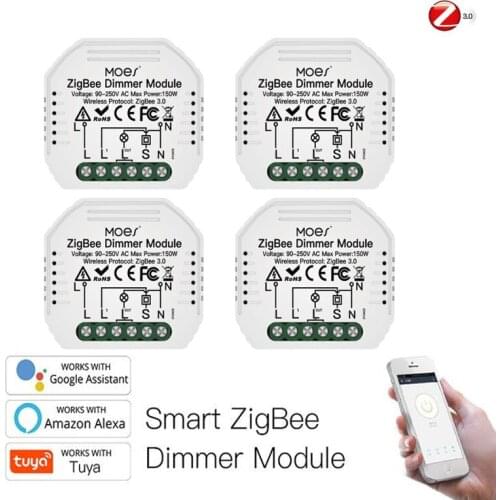 Tuya Zigbee 3.0 Smart Dimmer Switch Module 1/2 Way Smart Life APP Remote Control Smart Light Dimmer Switch Work With Alexa