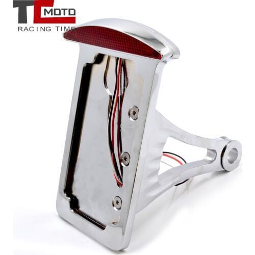 Motorcycle Vertical Side Number Plate Holder Bracket With Led Taillight For Harley Iron Chopper Custom