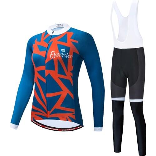 Spring Womens Outdoor Urban Mountain Bike Training Sport Orange and Blue Crossing Pattern Shirt Moisture Absorbing Long Sleeve