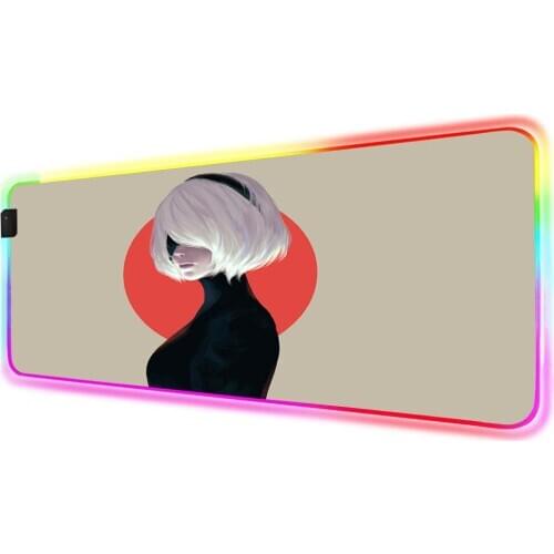XGZ RGB Anime NieR Automata Girl RGB Gaming Large Mousepad LED Lighting USB Keyboard PC Laptop Desktop Color Gaming Accessories
