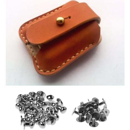 20Set Head Button Studs Screwback Rivets Leather Craft Screw Bag Bronze Silver