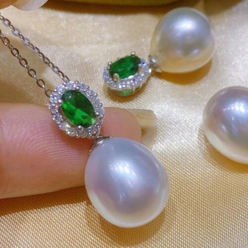 HENGSHENG Pearl Pendant Fine Jewelry Sterling Silver,11mm Natural-Ocean Drop Shape White Pearls Necklaces for Women Gift
