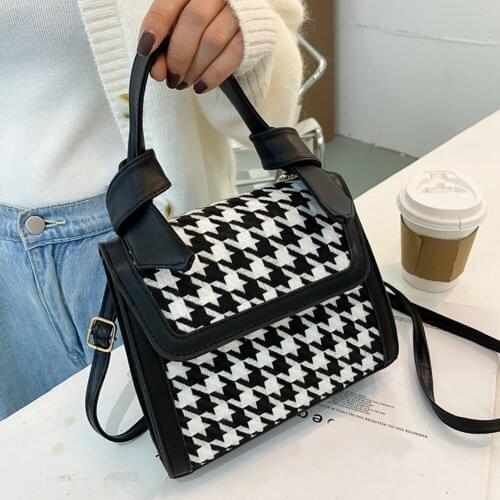 Fashion Plaid Pattern Women Messenger Handbags Simple PU Leather Flap Shoulder Crossbody Bag Casual Street Travel Shopping Tote