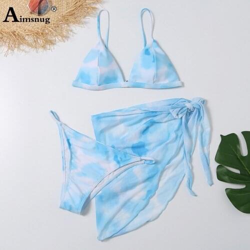 Women Bikini Sets Three Pieces Swimsuit Ladies Fashion Tie Dry Swimwear Chic Brazillian Cover-up Sexy Womens Clothing 2021
