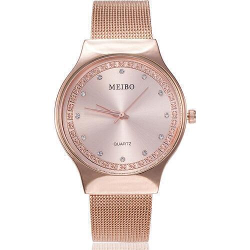 Luxury Brand Meibo Crystal Watches Women Stainless Steel Mesh Quartz Wrist Watch Bracelet Female Lady Watch relogio feminino