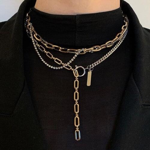 New headwear gold and silver color matching chain metal tassel Long Necklace womens sweater chain