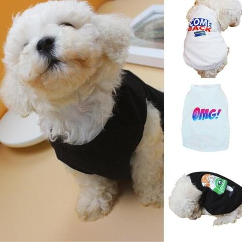 Dog Vest Letter Printing Round Neck Cotton Breathable Pet Costume Shirt for Puppy