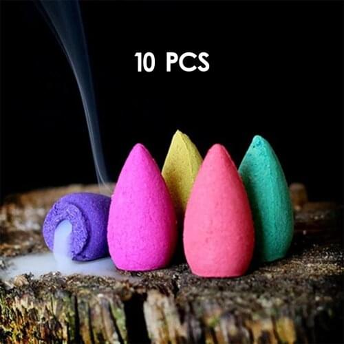 10pcs Incenses or Burner Ceramic Temple Censer Incense Cones Holder Mini Incense Censer Backflow Incense Burner for Home Office