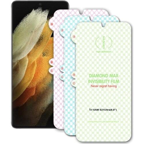 100PCS Diamond Max Insivibility Film For Samsung S21plus/s20 ultra/S10/note 20 ultra/note 10/S9 Hydrogel Film Screen Protector