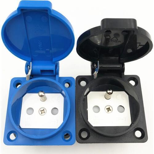 2pcs, 50x50mm, IP44 French waterproof socket 16A250V standard waterproof socket, France dust, splash socket, free shipping