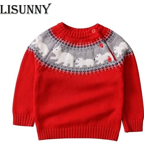 2020 Autumn Winter Boys Girls Sweater Christmas children knitted Kids Pullover Cartoon Bear Clothes Jumper Baby Sweaters 1-6y