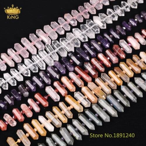 25pcs/Strand Top Drilled Natural Stone Hexagonal Point Loose Spacer Beads For DIY Bracelet Necklace Jewelry Making