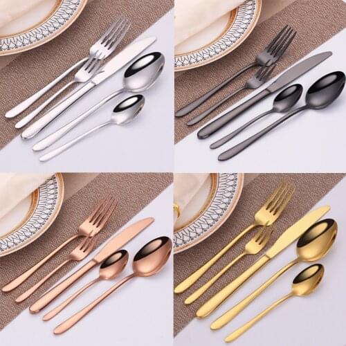 24/30pcs Silverware Tableware Set Silver Gold Stainless Steel Cutlery Set Coffee Spoon Dinner Knife Fruit Fork Kitchen Flatware