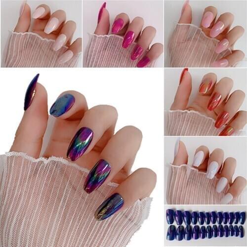 24Pcs/box False Nails Full Cover Detachable Artificial Press On Nails Ballerina Fake Nails