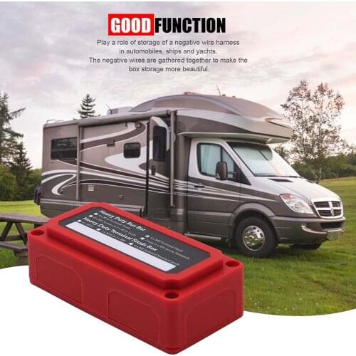 4-Terminal 300A 48V BusBar Block 4*M8 Power Distribution Terminal Block Red Shell with Cover for Car Boat Marine with 4 Screws
