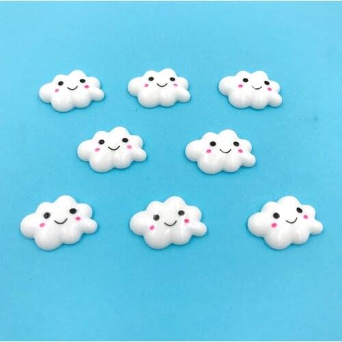 50Pcs Kawaii Flat back Resin Cabochons Cloud DIY Resin Cabochon Accessories Hair Bows Center Scrapbooking 15*22mm