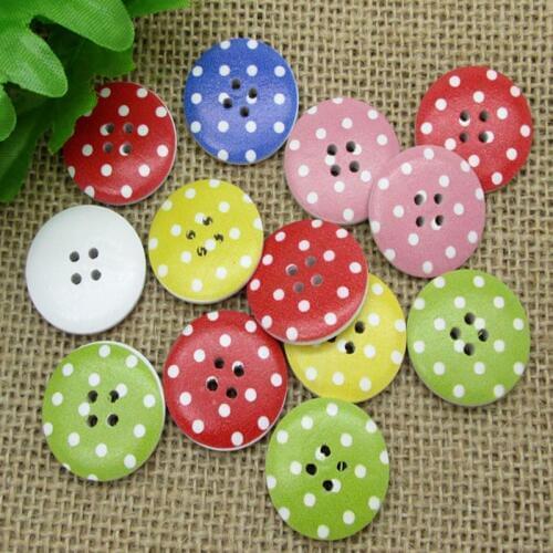 50pcs Mixed 25mm Wooden Round Buttons For Clothing Needlework Scrapbooking Wood Botones Decorative Crafts Diy Accessories