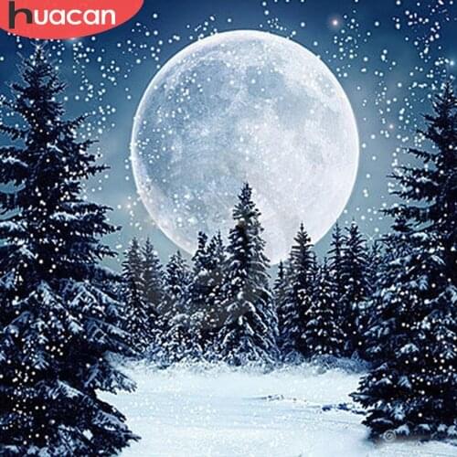 HUACAN Diamond Embroidery Snow Landscape Winter Full Square Drill Picture Of Rhinestone Mosaic Decoration Paint With Diamond