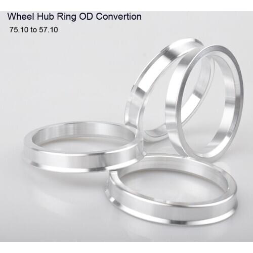 Aluminum Hub Ring 4 Pcs Center Rings Aluminum Alloy Centric Hub Ring OD 75.1MM to ID 57.1MM