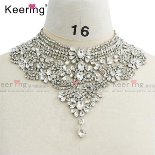 New arrival Bling Bling rhinestone applique neckline for wedding dress WDP-165