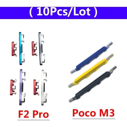 10Pcs/Lot, Side Keys Power and Volume Buttons For Xiaomi Poco M3 F2 Pro Replacement Parts