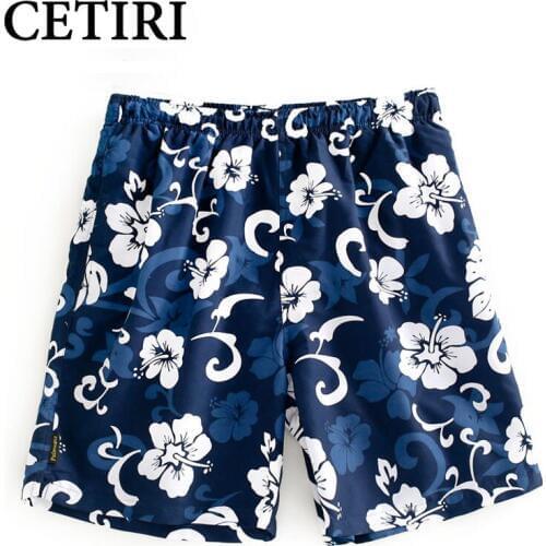 Hawaii Style Quick Drying Board Shorts Summer Beach Short Men Print Casual Shorts Elastic Waist Floral Trousers Tide