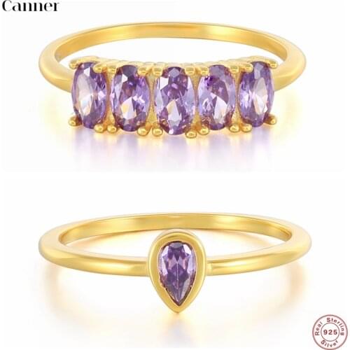 Canner 100% 925 Sterling Silver Finger Rings For Women Minimalist Flower Myosotis Charm Ring Fine Jewelry Bague anillos mujer W5