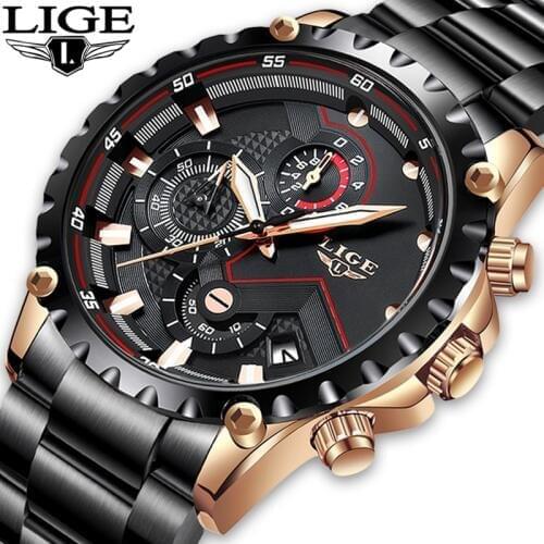 LIGE Top Brand Luxruy Men Fashion Watches Men Sport Waterproof Quartz Watch For Man Full Steel Military Clock Relogio Masculino