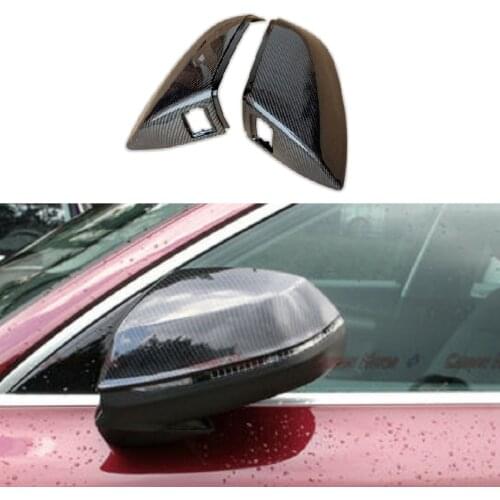 Fit For 16+ Audi Q5 Q7 SQ5 SQ7 Carbon Fiber Rearview Mirror Cover Side Blind Lane Assist Replace style