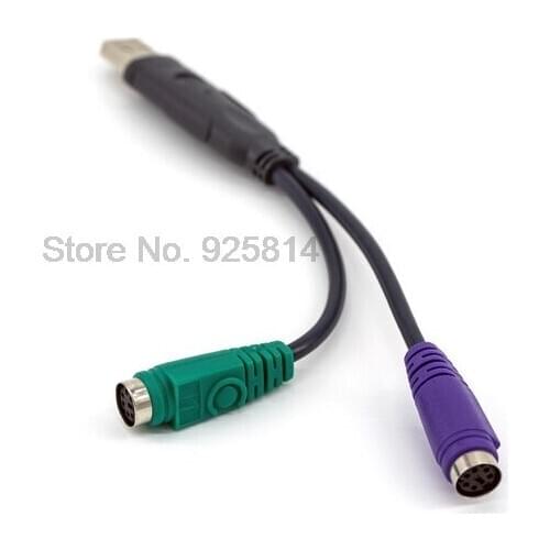 By dhl 500pcs USB To PS/2 PS2 Male to Female Cable Adapter Converter Use USB to PS2 Cord Converter Adapter For Keyboard Mouse