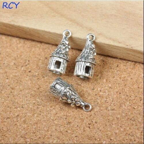 Hot selling 5 Pieces/Lot 18mm*9mm antique bronze Plated tag charm house charms bracelet connector For Jewelry Making
