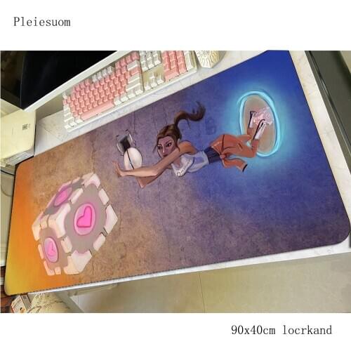 Portal 2 mouse pad gamer Kawaii mousepad 900x400x4mm rubber desk mat Natural Rubber gaming accessories keyboard mats oversized