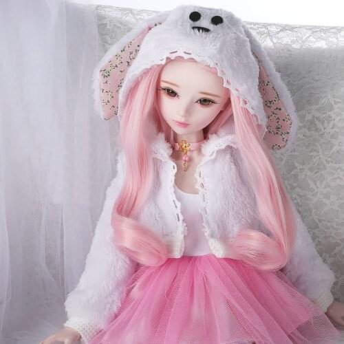 23“ Handmade 1/3 Bjd Dolls Full Set Large 60cm Fashion Pink Girls Princess Ball Jointed Articulated Toy Dolls for Girls Gift