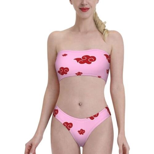 Comic Anime Game swimming suit for Women young Girls Akatsuki Uchiha Sasuke Bandeaukini 2021 Swimming Suit Bikinis