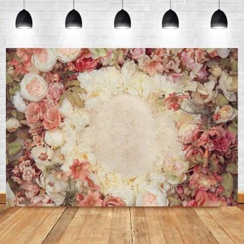 Laeacco Newborn Baby Shower Background For Photograph Rose Flowers Pattern Poster Child Portrait Photocall Backdrop Photo Studio