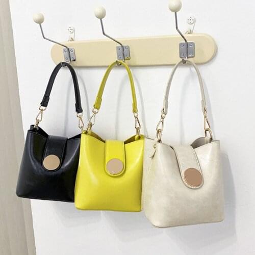 Cute Small Bucket Crossbody Bags For Women 2021 Trending Summer Handbags Ladies Solid Color PU Leather Shoulder Bags Totes