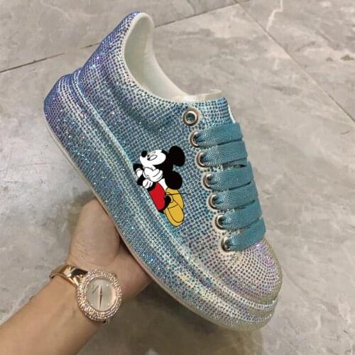 Disney big childrens cartoon Mickey Mouse girl adult non-slip soft bottom fashion color sequined sports casual shoes